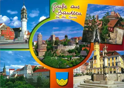 Bautzen Budyšin Mehrbild-Postkarte, diverse Stadt-Ansichten, Spree-Stadt 2005