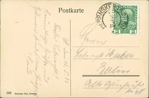Stimmersdorf-Herrnskretschen Mezná Hřensko Stadtpartie Tetschen Decin 1913