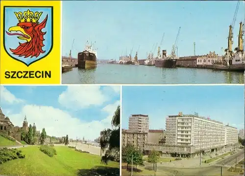 Postcard Stettin Szczecin 3 Bild: Hafen, Neubau 1975