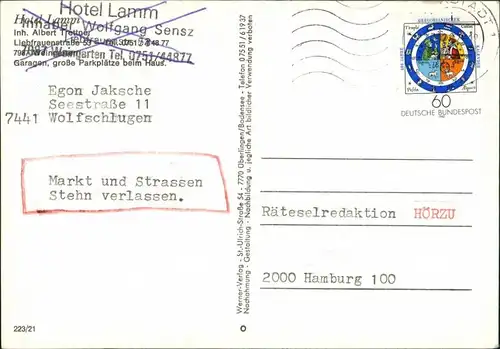 Ansichtskarte Weingarten (Baden) Hotel Lamm - Innen und außen 1978