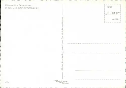 Ansichtskarte Mittenwald Reiter Geigenbauer Schöpfer Oktavgeige 1963