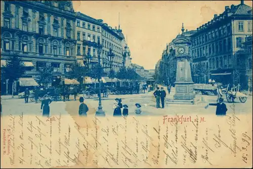 Ansichtskarte Frankfurt am Main Zeil, belebt - Blaudruck 1899