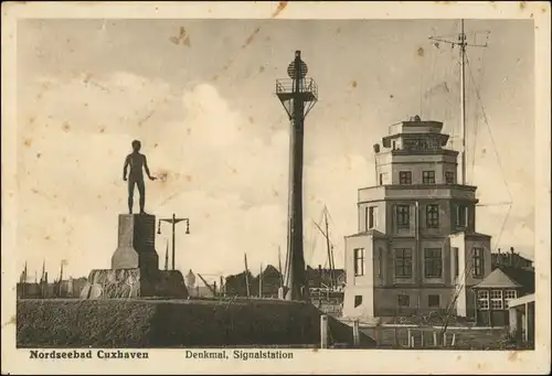 Ansichtskarte Cuxhaven Denkmal, Signalstation 1926