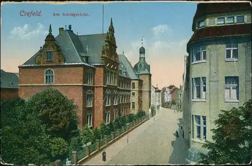 Ansichtskarte Krefeld Crefeld Straßenpartie am Amtsgericht 1924