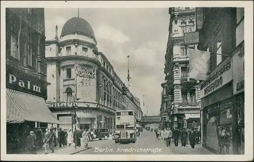 Ansichtskarte Mitte-Berlin Friedrichstraße, Bus, Reisebüro 1946