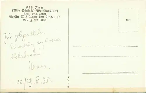 Ansichtskarte Mitte-Berlin ALte Schänke Weinhandlung innen 1932