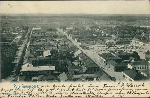 Postcard Pori Björneborg Straßen, Plätze 1909
