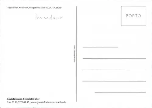 Ansichtskarte Basedow (Mecklenburg) Friedhofstor, Kirchturm 2000