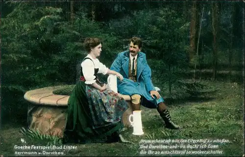 Ansichtskarte Bad Elster Goethe Festspiele am Brunnen 1913