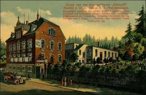 Ansichtskarte Ellefeld (Vogtland) Gasthaus Sommerfroische Edelweiß 1913