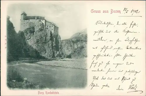 Cartoline Ritten Renon Gruss-AK aus Bozen mit Burg Runkelstein 1902