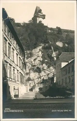 Graz Elektro-Geschäft, Partie Strasse a.d. Schlossbergsteig 1940