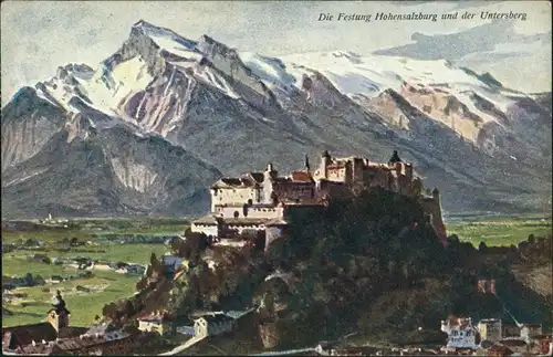 Salzburg Festung Hohensalzburg Panorama Fernsicht Untersberg 1910