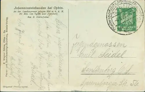 Ansichtskarte Oybin Johannisbauden 1926