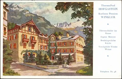 Ansichtskarte Bad Hofgastein Kurhaus Pension Winkler 1934