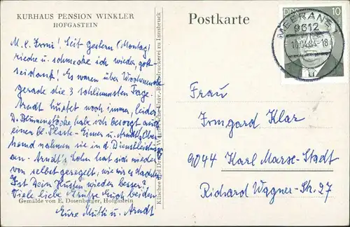Ansichtskarte Bad Hofgastein Kurhaus Pension Winkler 1934