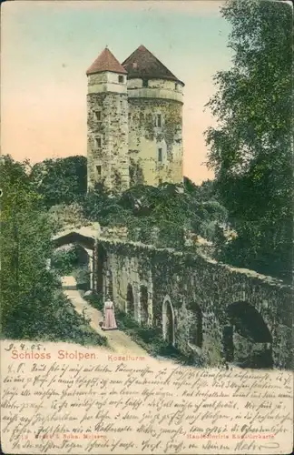 Ansichtskarte Stolpen Burg Stolpen, Frau - Koselturm 1905