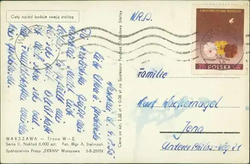Postcard Warschau Warszawa Trasa W-Z - Stimmungsbild 1955