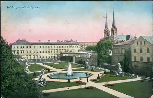 Ansichtskarte Salzburg Mirabell-Schloss und Mirabellengarten 1915