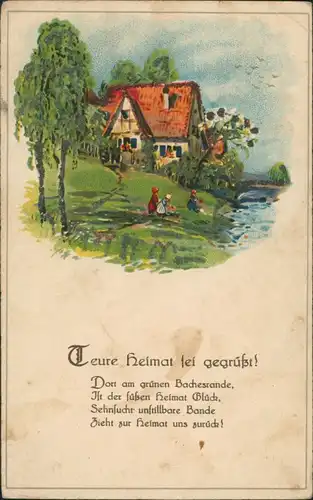 Künstlerkarte Stimmungsbild Natur "Am grünen Bachestrande" 1910