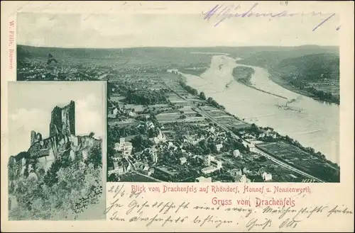 Bad Godesberg-Bonn 2 Bild: Talblick, Burg Drachenfels (Siebengebirge) 1901