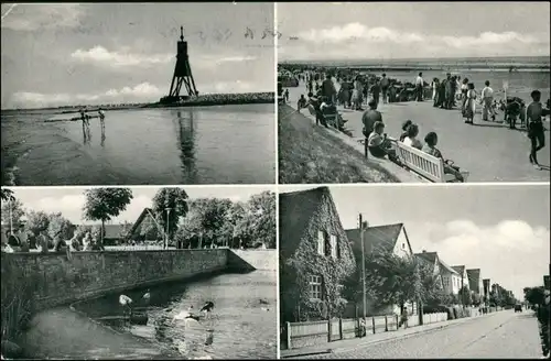 Ansichtskarte Döse-Cuxhaven Bake, Strand, Straßen 1961