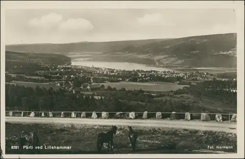 Postcard Lillehammer Blick auf die Stadt 1928
