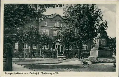 Ansichtskarte Radeberg Kriegerdenkmal Gasthof Lindenhof 1934