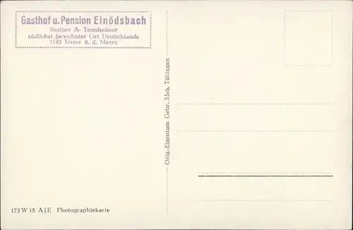 Ansichtskarte Einödsbach-Oberstdorf (Allgäu) Gaststätte Einödsbach 1929