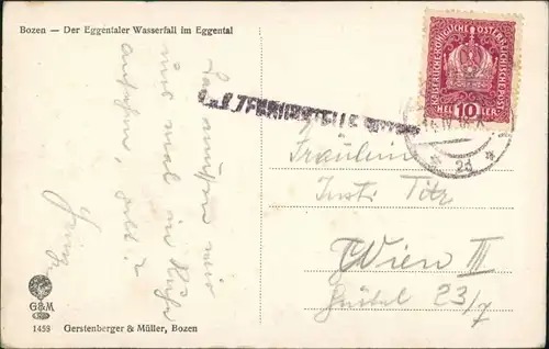 Cartoline Bozen Bolzano Der Eggentaler Wasserfall 1911