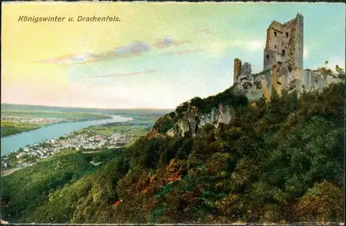 Bad Godesberg-Bonn Burg Drachenfels (Siebengebirge) Rhein Panorama 1910