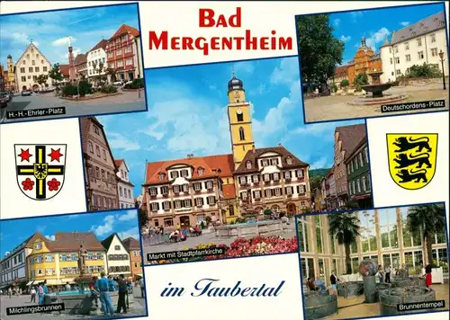 Ansichtskarte Bad Mergentheim Ehrler-Platz, Markt etc 1990