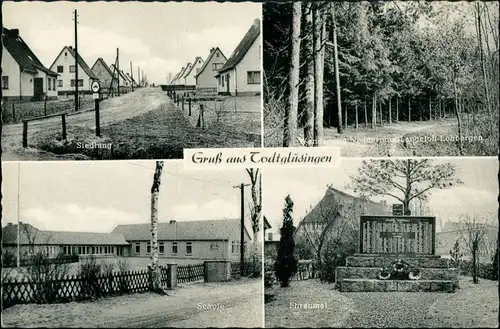 Ansichtskarte Todtglüsingen-Tostedt 4 Bild: Siedlung, Kriegerdenkmal 1962