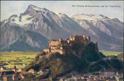 Salzburg Festung Hohensalzburg, Alpen Panorama, Castle in Austria 1925