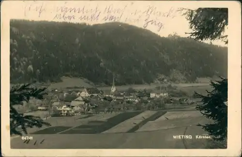 Wieting Gesamtansicht des Dorfes in Kärnten, Austria, Österreich 1940