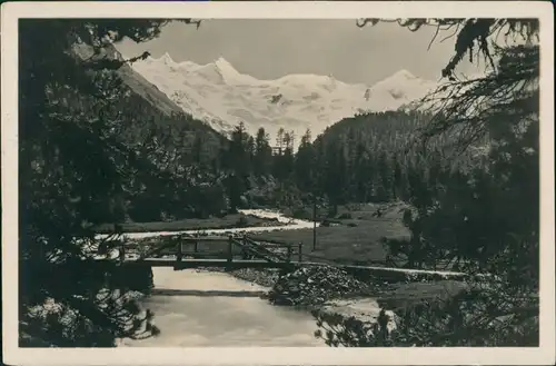 Pontresina Rosegtal Sellagruppe Fluss Partie mit Alpen Panorama 1925