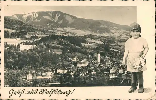 Wolfsberg (Kärnten) Volšperk Volčji breg Panorama- t "Blumen-Mädchen" 1950