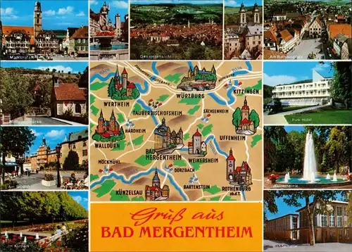 Ansichtskarte Bad Mergentheim Ansichten um Landkarte 1995