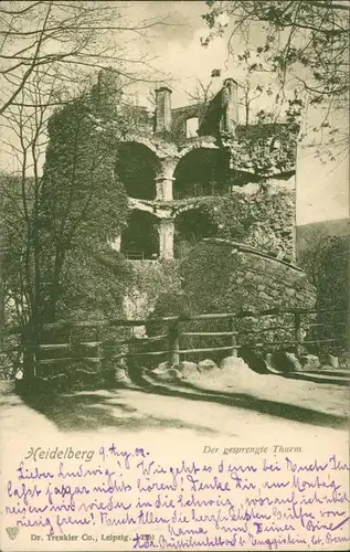 Heidelberg Partie am Gesprengten Thurm, Turm-Gebäude, Ruine 1902