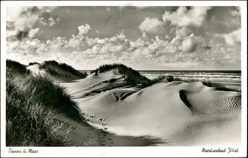 Ansichtskarte Juist Dünen und Meer 1953