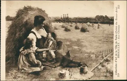 Ansichtskarte  stillende Mutter auf dem Feld, Feldarbeit 1914