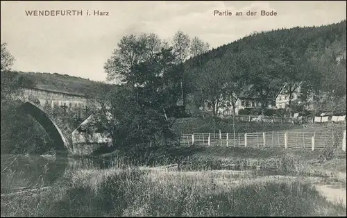 Ansichtskarte Wendefurth-Thale (Harz) Partie an der Bode 1910