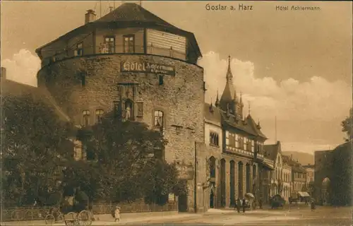 Ansichtskarte Goslar Strassen Partie am Hotel Achtermann 1910