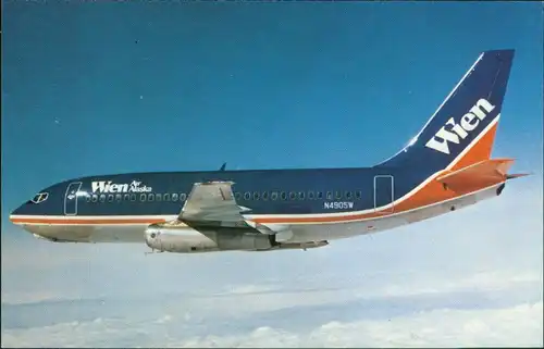 Ansichtskarte  Flugzeug WIEN AIR ALASKA Boeing 737-210C 1990