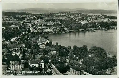 Ansichtskarte Konstanz Luftbild: Stadt und Brücke 1938