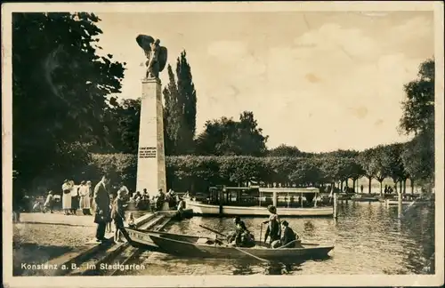 Ansichtskarte Konstanz Stadtpark, Denkmal - Gondel 1935