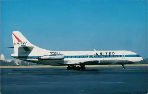 Ansichtskarte  Flugzeug UNITED AIRLINES Sud Aviation Caravelle 6R 1972/1990