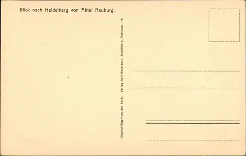 Ansichtskarte Heidelberg Fernansicht gesehen von der Abtei NEUBURG 1920