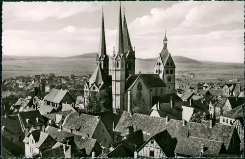 Gelnhausen Ortsmitte Stadtmitte mit Kirche, Marienkirche, Panorama Blick 1960