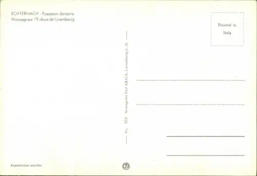 Postcard Echternach Monseigneur l'Evêque de Luxembourg 1976